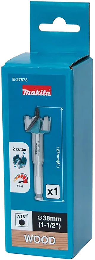 Makita Grąžtas medienai su 2 pjaunančiomis briaunomis, 38mm, su 7/16" šešiakampiu koteliu E-27573
