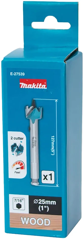Makita Grąžtas medienai su 2 pjaunančiomis briaunomis, 25mm, su 7/16" šešiakampiu koteliu E-27539