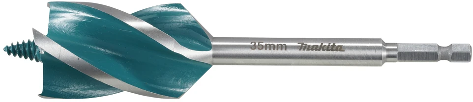 Makita Grąžtas medienai su 4 grioveliais ir 4 pjaunančiomis briaunomis, 35x165 mm, su 1/4" šešiakampiu koteliu E-26711