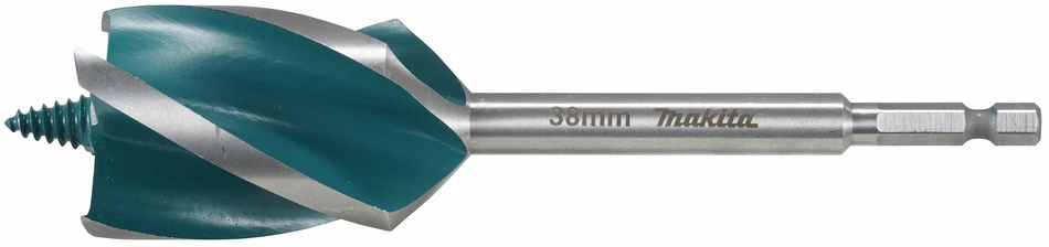 Makita Grąžtas medienai su 4 grioveliais ir 4 pjaunančiomis briaunomis, 38x165 mm, su 1/4" šešiakampiu koteliu E-26727