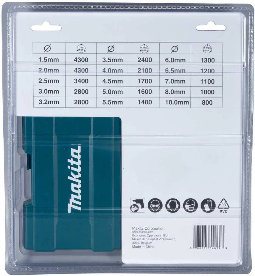 Grąžtas Makita Grąžtų komplektas 19 vnt. (1.5-10mm) metalui HSS-TIN D-67527