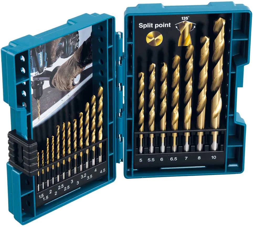 Grąžtas Makita Grąžtų komplektas 19 vnt. (1.5-10mm) metalui HSS-TIN D-67527