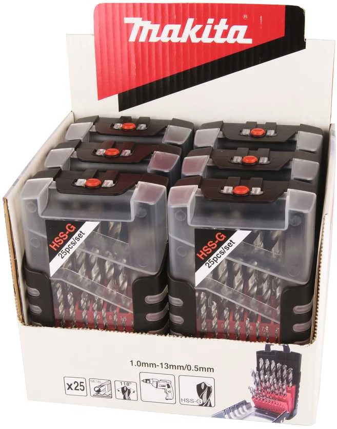 Grąžtas Makita Grąžtų komplektas 25 vnt. (1-13mm) metalui HSS-G D-50457