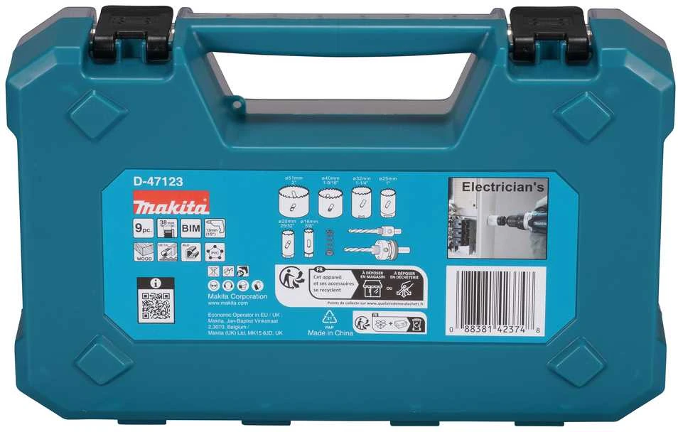 Grąžtas Makita HSS Bi-Metal gręžimo karūnų komplektas 9-dydžiai D-47123