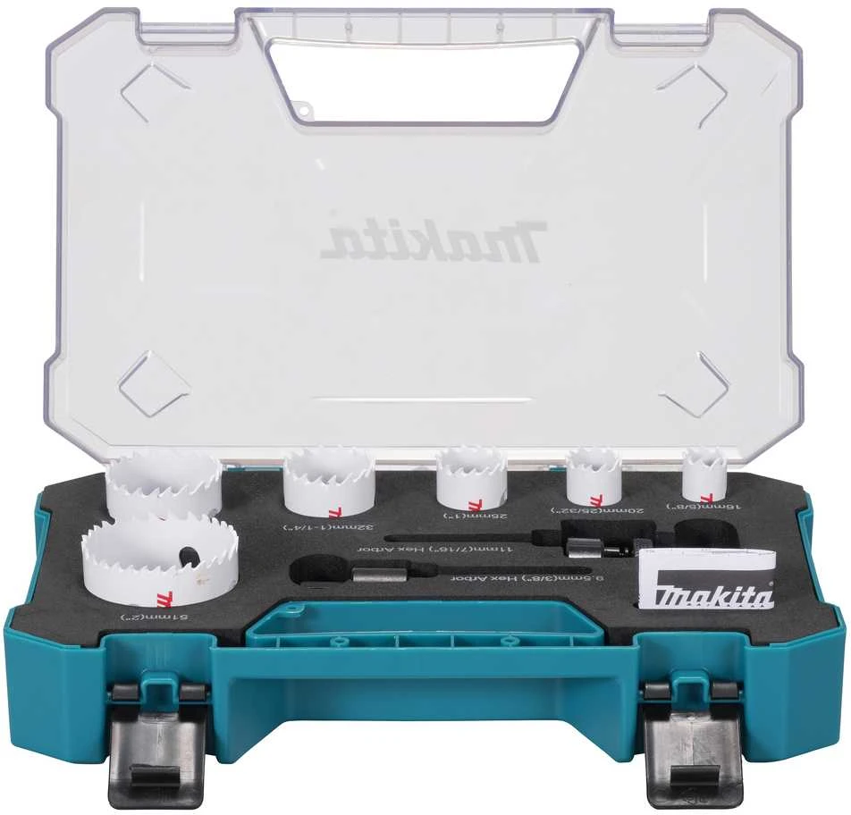 Grąžtas Makita HSS Bi-Metal gręžimo karūnų komplektas 9-dydžiai D-47123