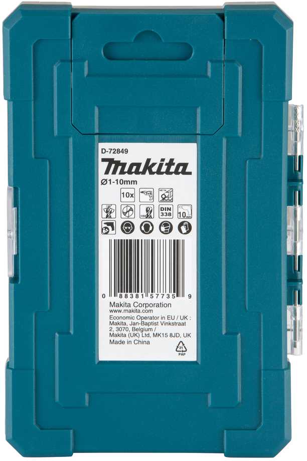 Grąžtas Makita HSS-TiN metalo grąžų rinkinys iš 10 vnt. D-72849