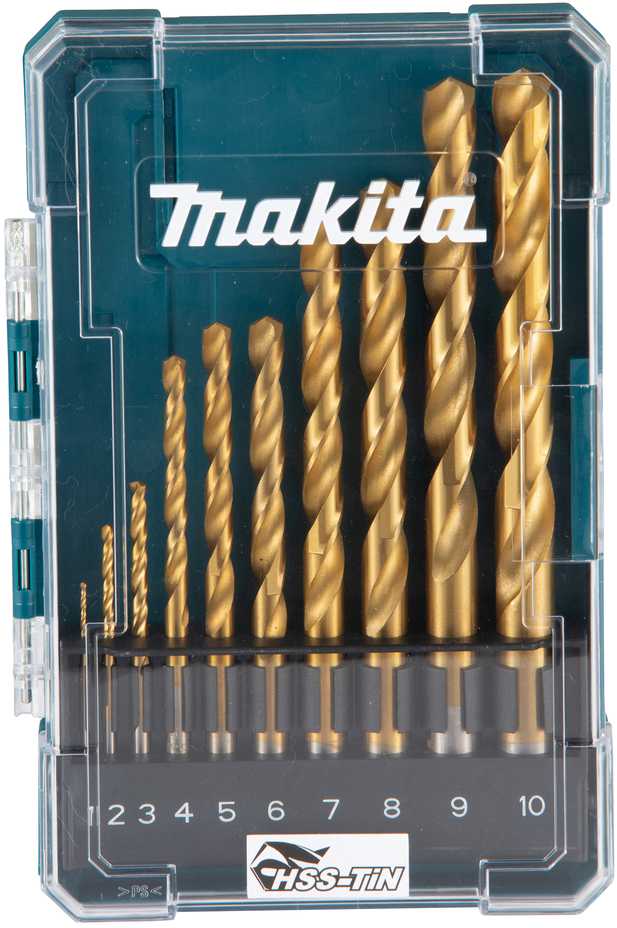 Grąžtas Makita HSS-TiN metalo grąžų rinkinys iš 10 vnt. D-72849