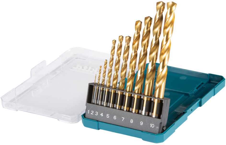 Grąžtas Makita HSS-TiN metalo grąžų rinkinys iš 10 vnt. D-72849