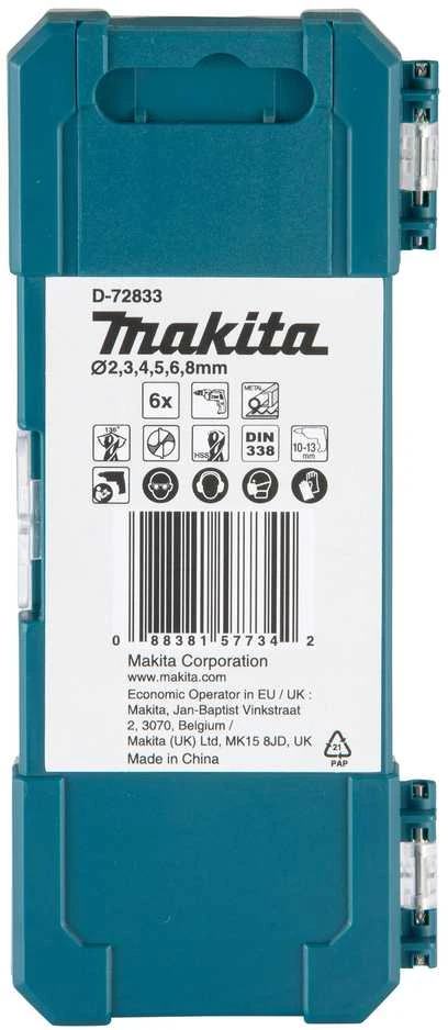 Grąžtas Makita HSS-TiN metalo grąžų rinkinys iš 6 vnt. D-72833