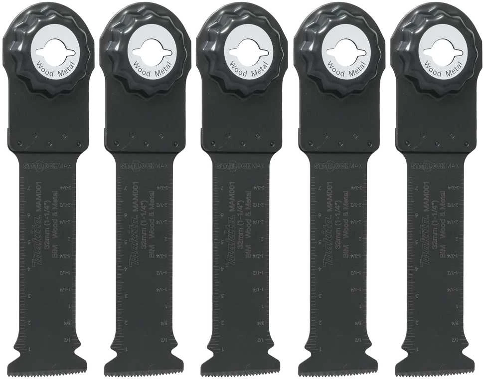Makita Įgilinamieji pjovimo diskai 32mm (5 vnt) B-66400-5 Starlock Max • 20 TPI • BiM • MAM001 • medžiui, metalui