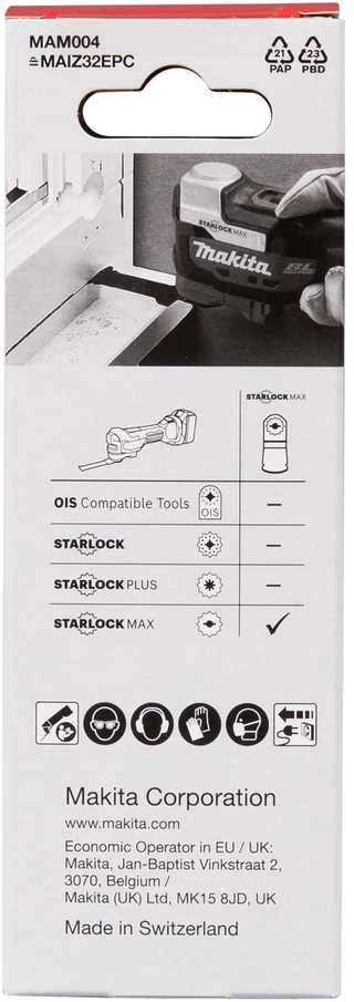 Makita Įgilinamieji pjovimo diskai 32mm (5 vnt) B-66438-5 Starlock Max • 18 TPI • HCS • MAM004 • Medžiui