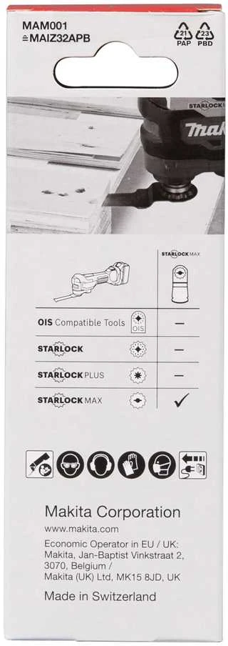 Makita Įgilinamieji pjovimo diskai 32mm (5 vnt) B-66400-5 Starlock Max • 20 TPI • BiM • MAM001 • medžiui, metalui