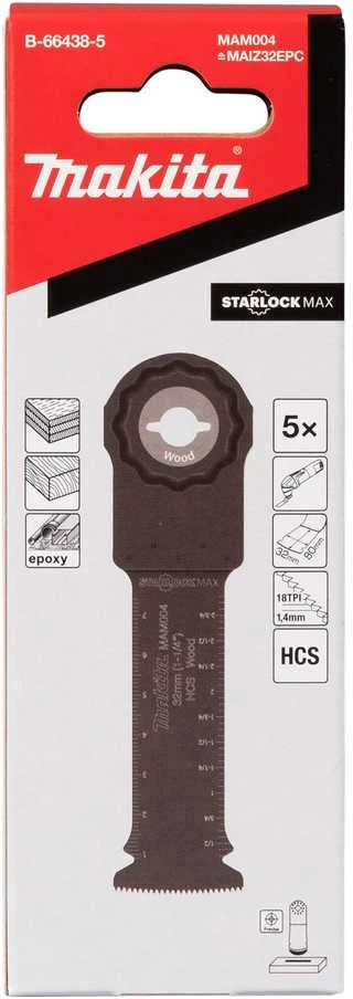 Makita Įgilinamieji pjovimo diskai 32mm (5 vnt) B-66438-5 Starlock Max • 18 TPI • HCS • MAM004 • Medžiui