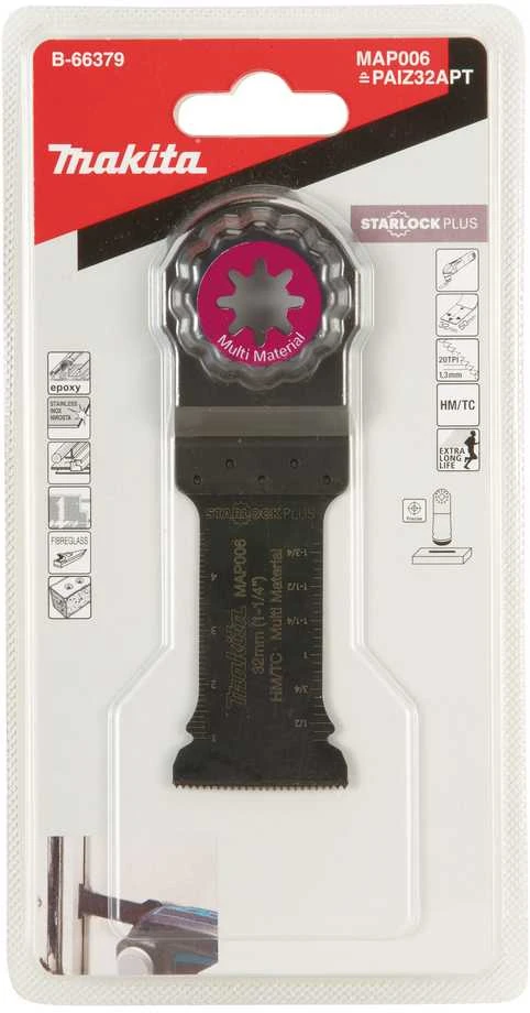 Makita Įgilinamieji pjovimo diskai 32mm B-66379 Starlock Plus • 20 TPI • TC / HM • MAP006 • Multi material