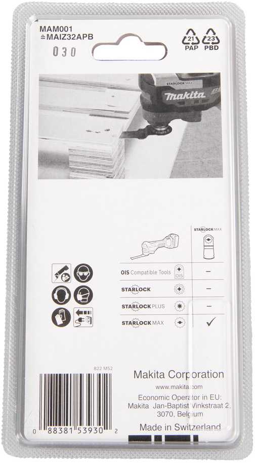 Makita Įgilinamieji pjovimo diskai 32mm B-66400 Starlock Max • 20 TPI • BiM • MAM001 • medžiui, metalui