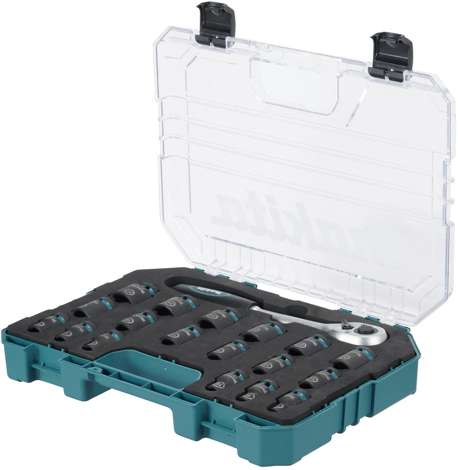 Makita IMPACT Juodas 1/2" smūginių sukimo galvų rinkinys, 19 vnt. E-30069