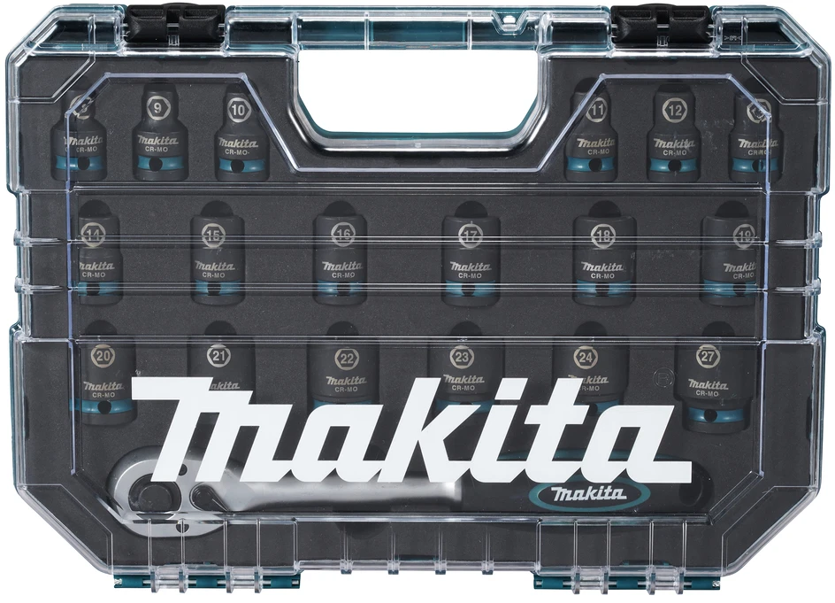 Makita IMPACT Juodas 1/2" smūginių sukimo galvų rinkinys, 19 vnt. E-30069