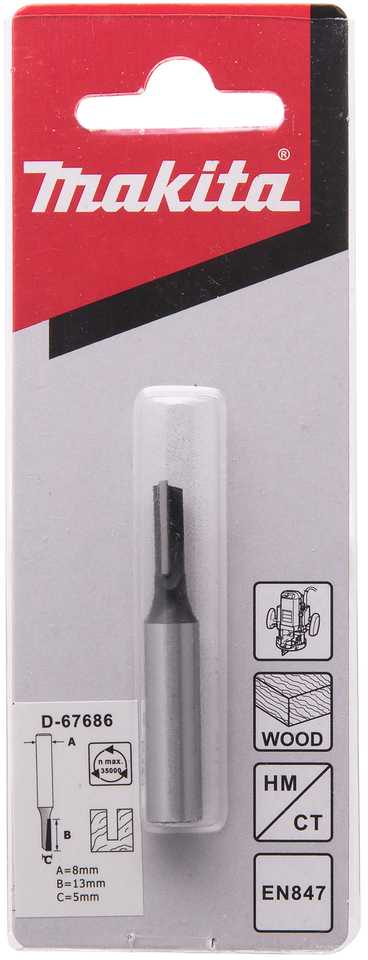 Makita Kotinė freza "flute" 1, 5,0x13,0 mm/ 48,0mm, 8mm Kotelio skersmuo D-67686