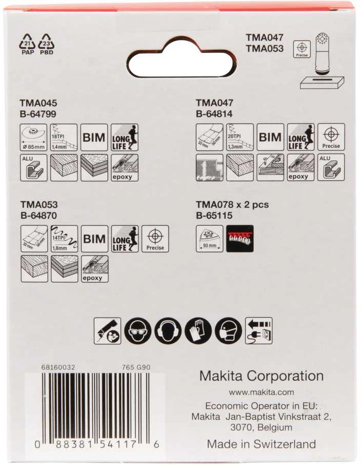Grąžtas Makita MULTITOOL priedų rinkinys Komplekte B-67511