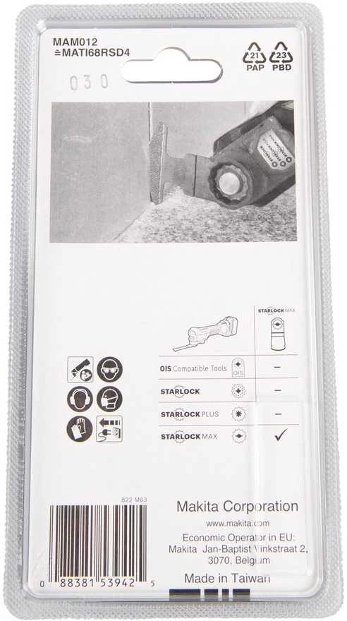 Makita MULTITOOL segmentiniai apvalūs ašmenys 68mm B-66525 Starlock Max • 40G • Diamond • MAM012 • Minkštoms medžiagoms, FRP pluoštui