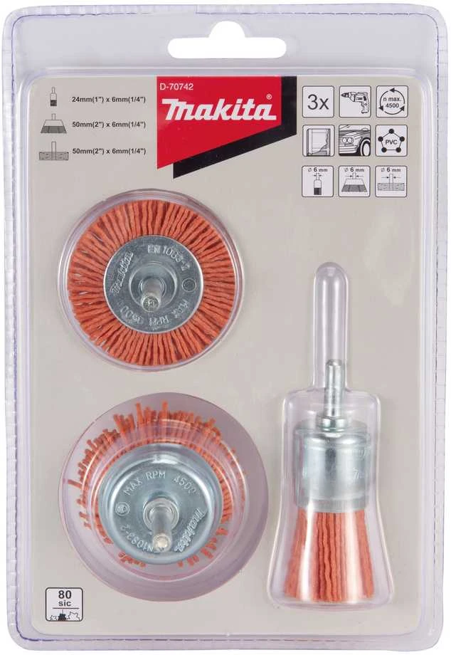Makita Nailoniniai šepečiai 3vnt, suktuvui P80 D-70742
