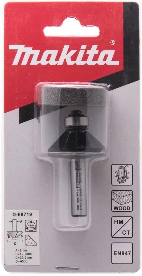 Makita Nuožulų freza"chamfer" 30,2x12,7 mm/ 54,7mm, 8mm Kotelio skersmuo D-68719