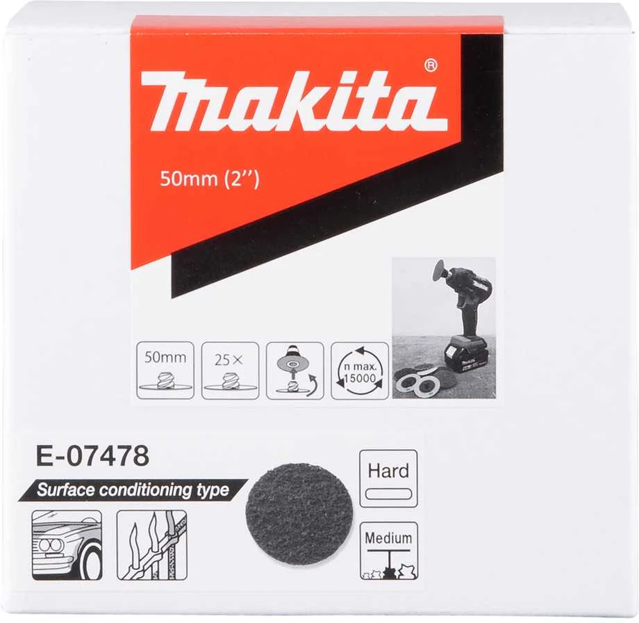 Makita Paviršiaus paruošimo padas 50mm, vidutinio kietumo, 25vnt/kompl. E-07478 Modelis DPV300, PV301D