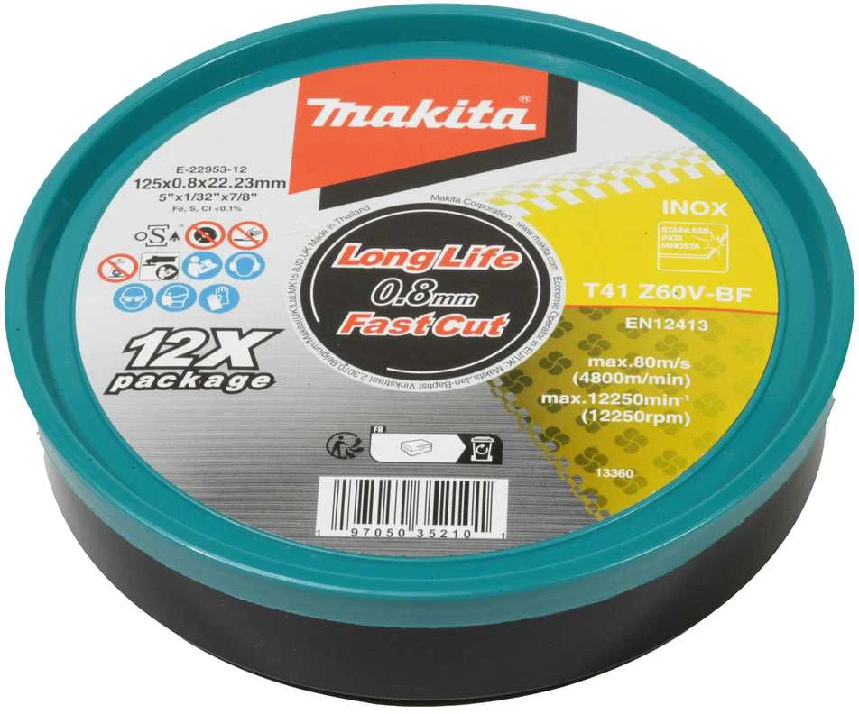 Makita Pjovimo diskas 125X0.8mm, Z60V-BF, Inox (12Vnt.) E-22953-12