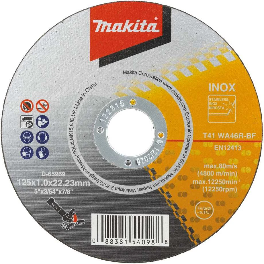 Makita Pjovimo diskas 125x1.0mm, WA46R-BF RST (12Vnt.) D-65969-12