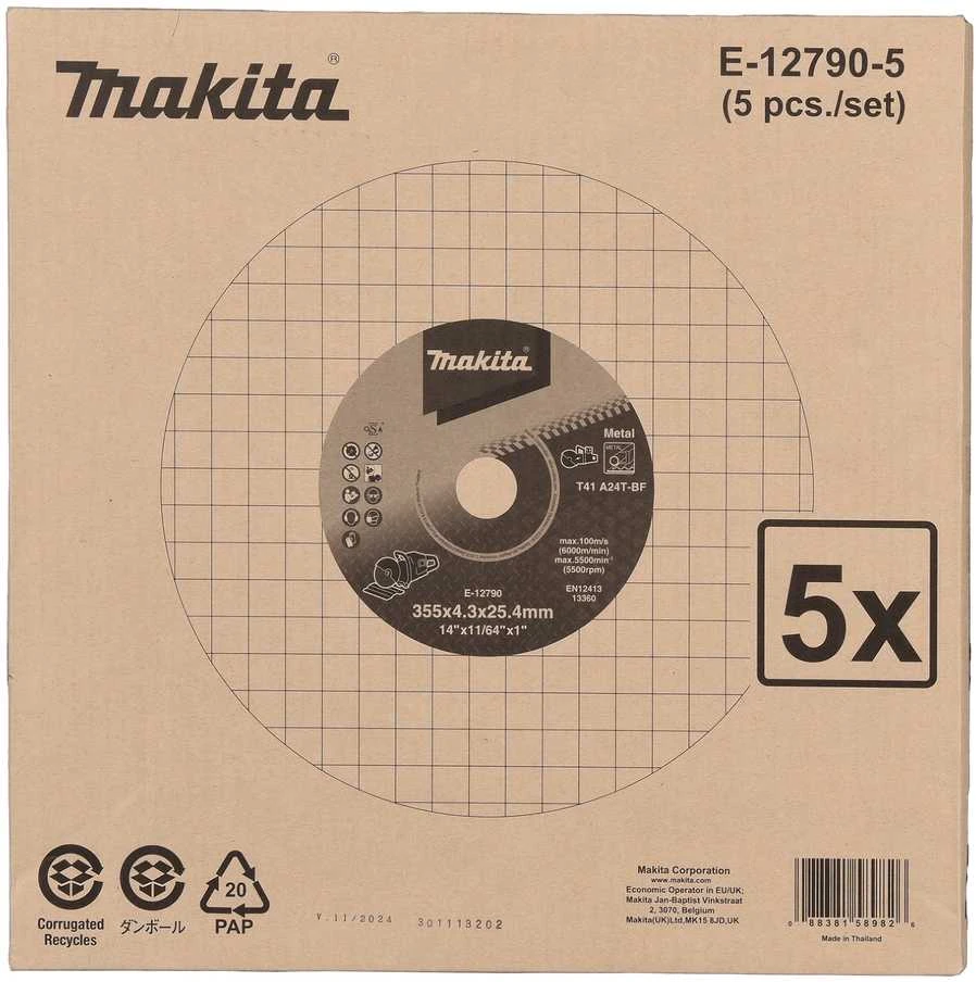 Makita Pjovimo diskas Metalui 355X4,3X25,4MM 5 vnt. (E) CE001G E-12790-5