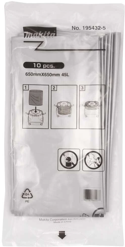 Makita 195432-5 Plastikinis dulkių maišas (10Vnt.) DVC860,DVC861, DVC862, DCS863, DVC864