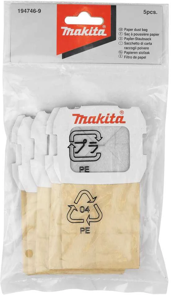 Makita Popieriniai dulkių maišai (5Vnt.) BO4555, 4556, 4565, 5031 194746-9