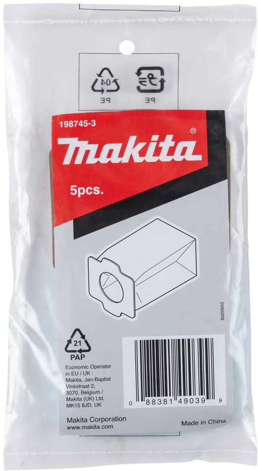 Makita Popierinis dulkių maišas (5Vnt.) DCL282, DCL182, CL107, CL002 198745-3