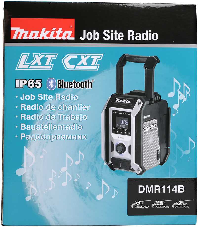 Radijas Makita DMR114B (su Bluetooth, USB, MP3 jungtimis, sub-woofer)