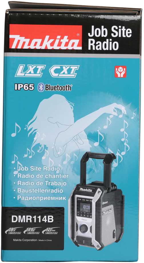 Radijas Makita DMR114B (su Bluetooth, USB, MP3 jungtimis, sub-woofer)
