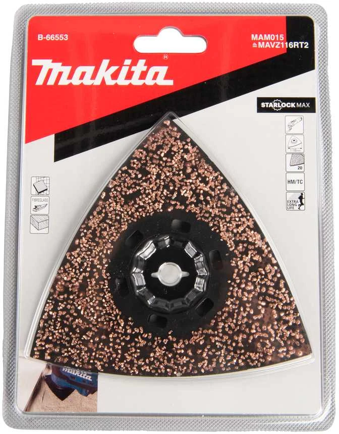 Makita RIFF šlifavimo plokštė 116mm B-66553 Starlock Max • 20G • TC / HM RIFF • MAM015 • cemento skiediniui, plytelių glaistui, stiklo pluoštui pašalinti