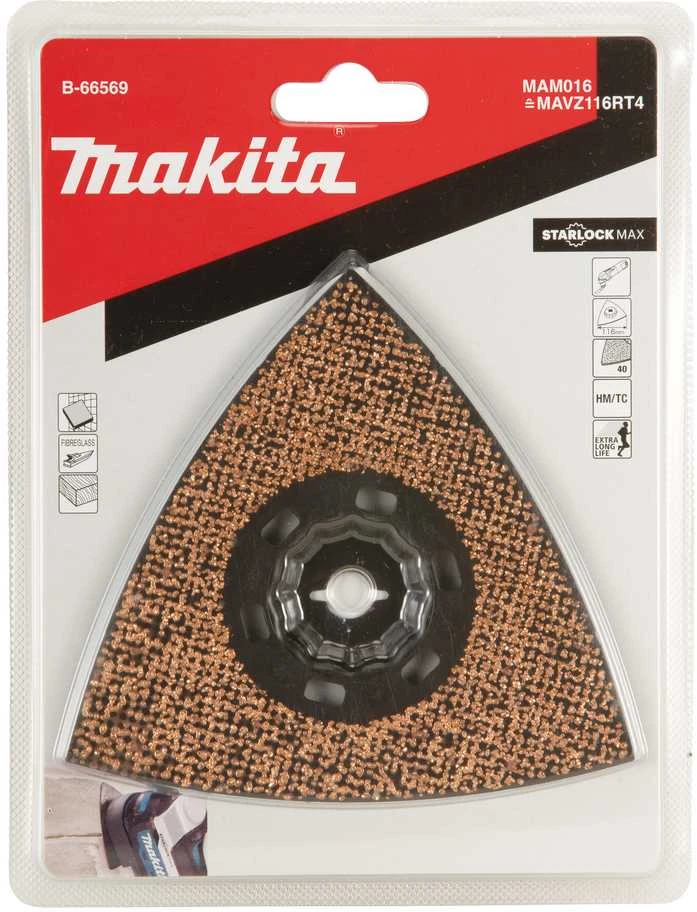 Makita RIFF šlifavimo plokštė 116mm B-66569 Starlock Max • 40G • TC / HM RIFF • MAM016 • cemento skiediniui, plytelių glaistui, stiklo pluoštui pašalinti
