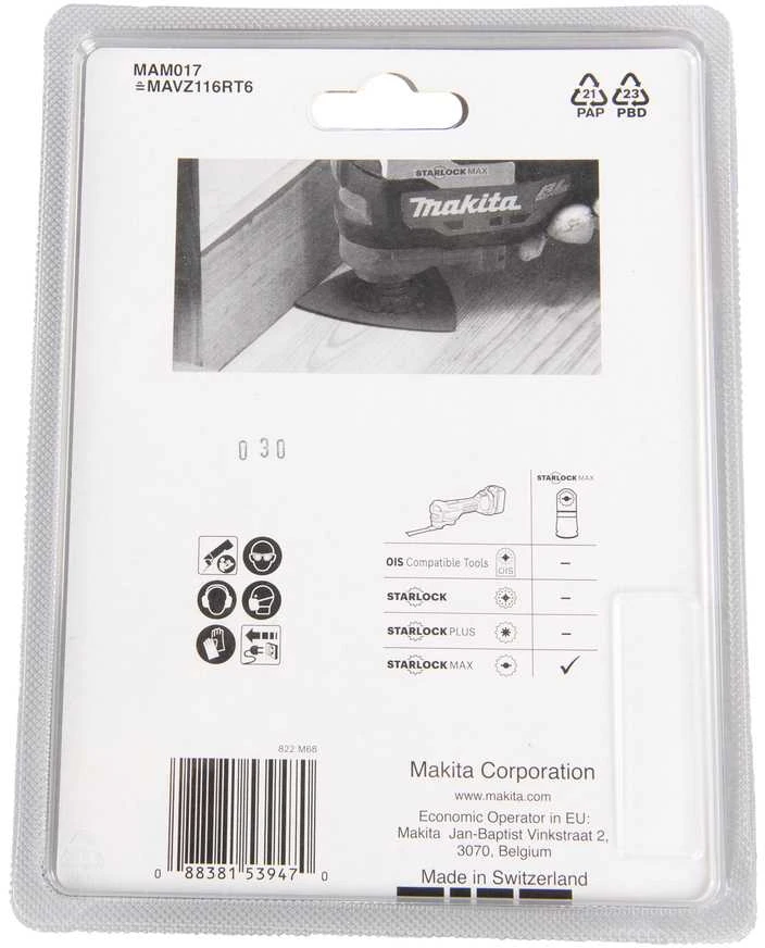Makita RIFF šlifavimo plokštė 116mm B-66575 Starlock Max • 60G • TC / HM RIFF • MAM017 • medienos