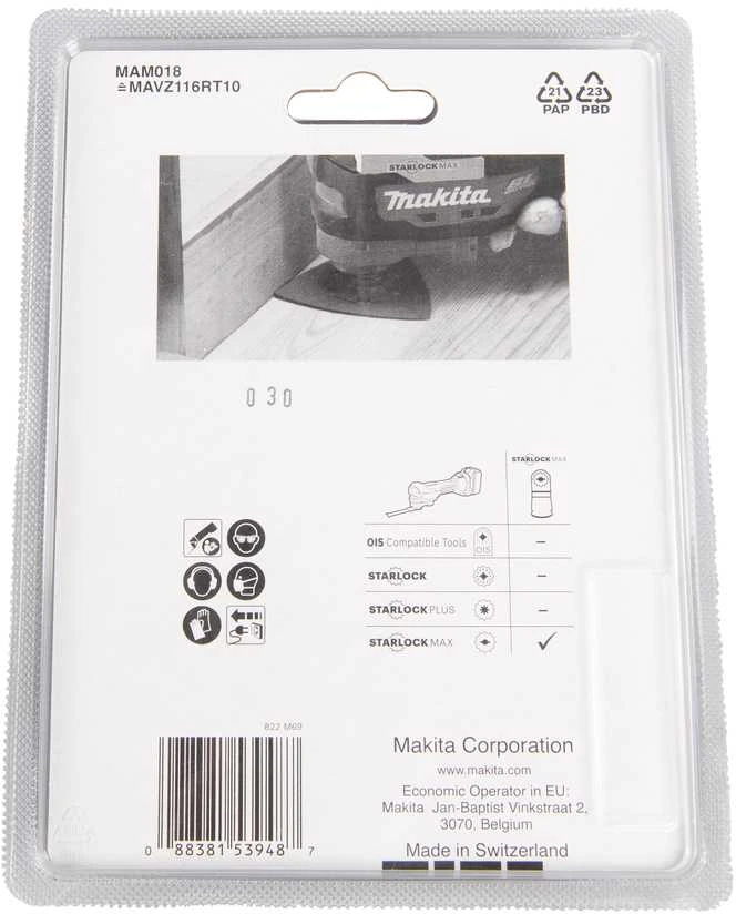 Makita RIFF šlifavimo plokštė116mm B-66581 Starlock Max • 100G • TC / HM RIFF • MAM018 • medienos