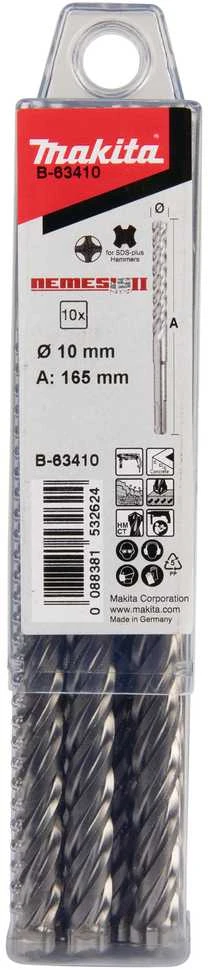 Makita SDS-PLUS Grąžtas 10x165mm NEMESIS 2 10Vnt B-63410