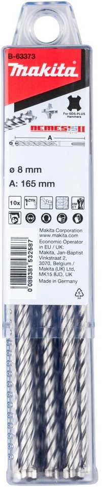 Makita SDS-PLUS Grąžtas 8X100/165mm 10vnt. NEMESIS 2 B-63373