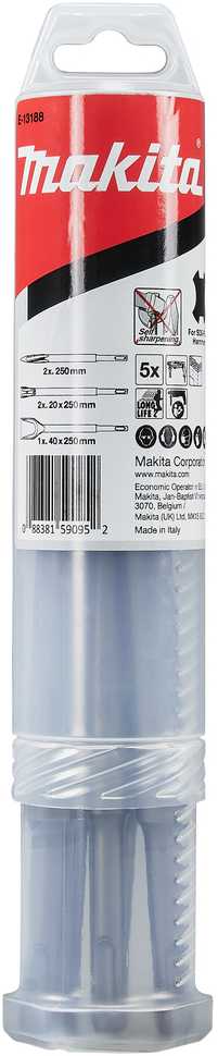 Makita SDS-PLUS Kaltų komplektas (2xKaltas 250mm; 2xKaltas 20x250mm; 1xKaltas 40x250mm) E-13188