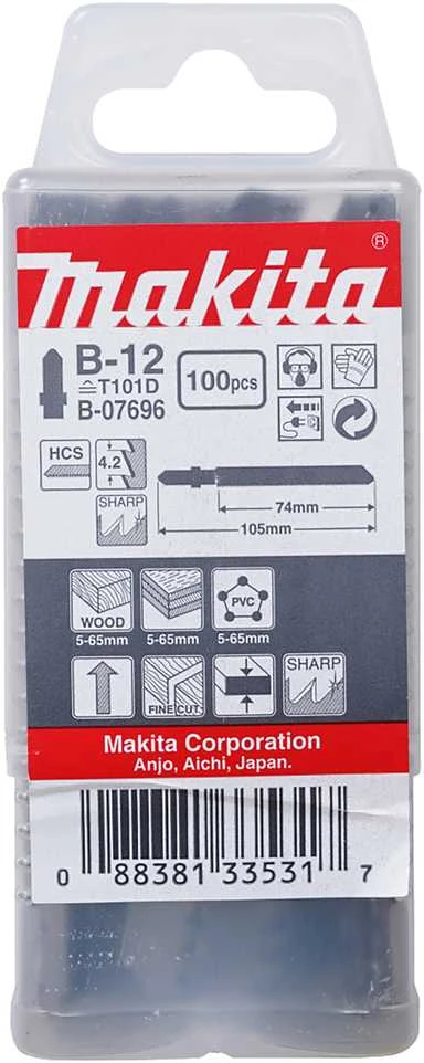 Makita Siaurapjūklio pjūkleliai B-12 (T101D) 75MM 100Vnt. Medžio drožlių plokštei. B-07696
