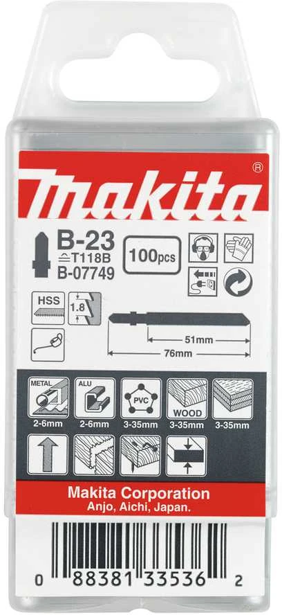 Makita Siaurapjūklio pjūkleliai B-23 (T118B) 50MM 100Vnt. Metalui B-07749