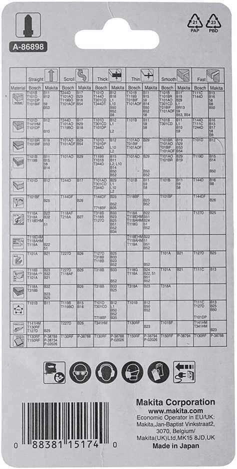 Makita Siaurapjūklio pjūkleliai komplektas 5-vnt (B-13, B-16, B-22, B-23, B-105) A-86898