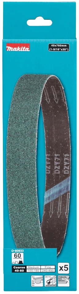 Makita Šlifavimo juosta 40x760 mm, cirkonis Z60, 5 vnt. D-80933
