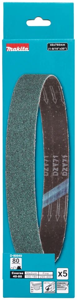 Makita Šlifavimo juosta 40x760 mm, cirkonis Z80, 5 vnt. D-80949