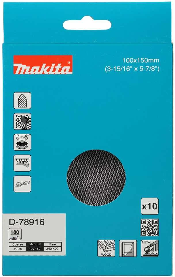 Makita Šlifavimo tinklelis 100x150mm A180 (10Vnt.) D-78916 BO006CG