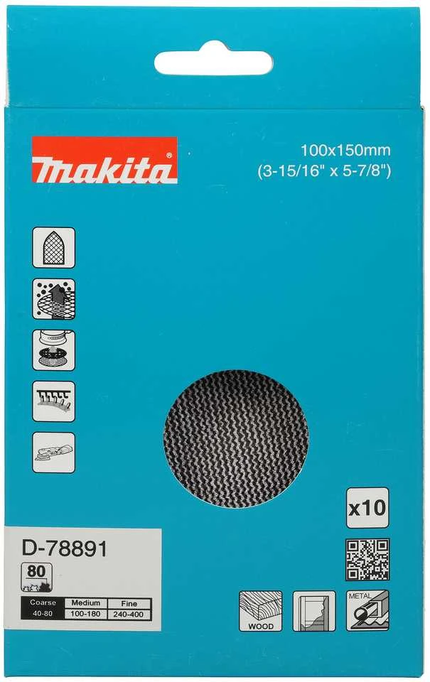 Makita Šlifavimo tinklelis 100x150mm A80 (10Vnt.) D-78891 BO006CG