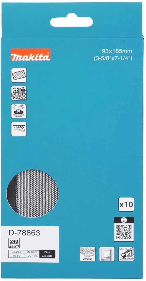 Makita Šlifavimo tinklelis 93x185mm A240, (10vnt.), BO007CG D-78863